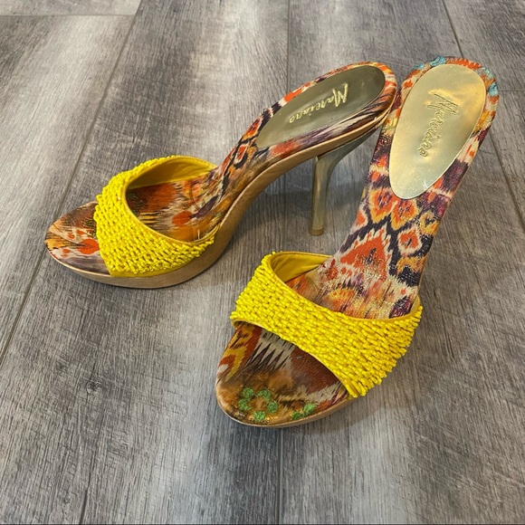 Marciano Yellow Beaded Heels | Womens US 10 - Picture 11 of 11
